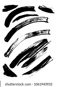 set different grunge brush strokes. Dirty artistic design elements isolated on white background. Black ink vector brush strokes. Black isolated paintbrush collection. Brush strokes isolated