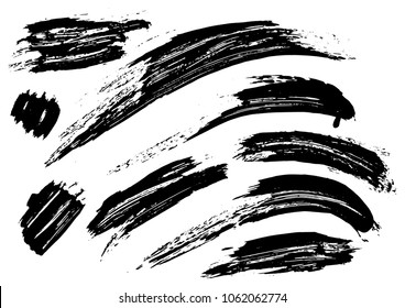 set different grunge brush strokes. Dirty artistic design elements isolated on white background. Black ink vector brush strokes. Black isolated paintbrush collection. Brush strokes isolated