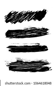 set different grunge brush strokes. Dirty artistic design elements isolated on white background. Black ink vector brush strokes. Black isolated paintbrush collection. Brush strokes isolated