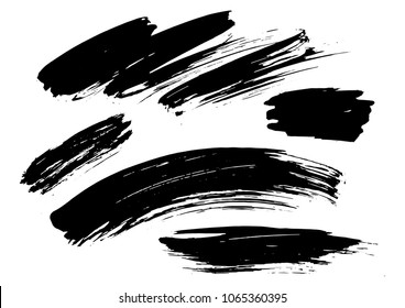 set different grunge brush strokes. Dirty artistic design elements isolated on white background. Black ink vector strokes. Black isolated paintbrush collection. Brush strokes isolated