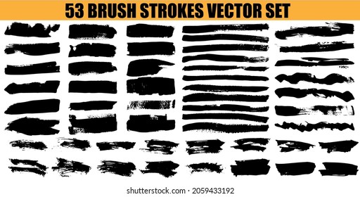 Set different grunge brush strokes. Dirty artistic design elements isolated on white background. Black ink vector brush strokes
