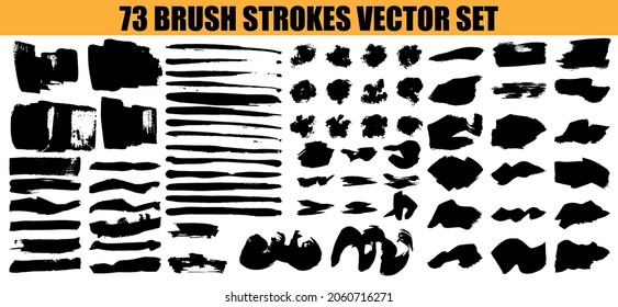 Set different grunge brush strokes. Dirty artistic design elements isolated on white background. Black ink vector brush strokes