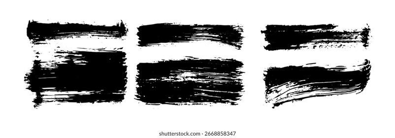 Set of different grunge brush strokes