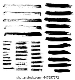 Set verschiedener Pinselstriche. Vektorgrafik.