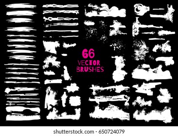 Set of different grunge brush strokes. Variety abstract paint stripes. Distressed banners. Isolated paint brush set. Dry borders. Watercolor halftone lines pack. - Shutterstock ID 650724079