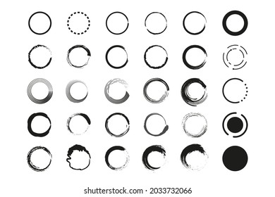 Set of different grunge circle brush. Vector illustration