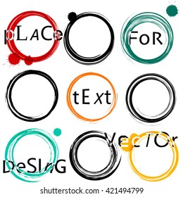 Set of different Grunge circles with place for your text. vector illustration.