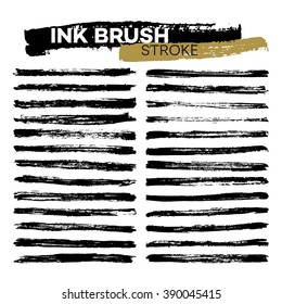 set of different grunge ink brush strokes stroke vector illustration eps10