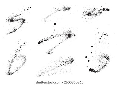 Set of different grunge texture black color brush stroke dripping blood banner vector