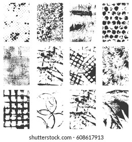 Set of different grunge textures. Vector. Easy to use
