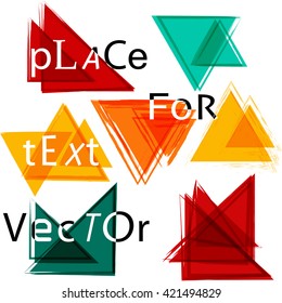 Set of different Grunge triangles with place for your text. vector illustration. Abstract geometric shapes.