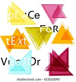 Set of different Grunge triangles with place for your text. vector illustration. Abstract geometric shapes.