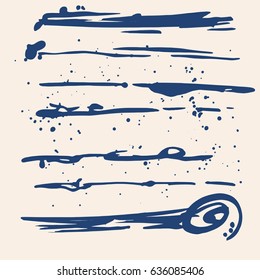 Set of different grunge vector brush strokes. Variety abstract paint stripes. Distressed banners. Isolated paint brush pack. Dry borders. Halftone paints. Large collection of hand drawn textures.