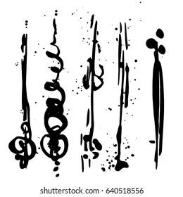Set of different grunge vector brush strokes. Variety abstract paint stripes. Distressed banners. Isolated paint brush pack. Dry borders. Halftone paints. Large collection of hand drawn textures.