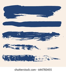 Set of different grunge vector brush strokes. Variety abstract paint stripes. Distressed banners. Isolated paint brush pack. Dry borders. Halftone paints. Large collection of hand drawn textures.