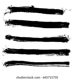 Set of different grunge vector brush strokes. Variety abstract paint stripes. Distressed banners. Isolated paint brush pack. Dry borders. Halftone paints. Large collection of hand drawn textures.