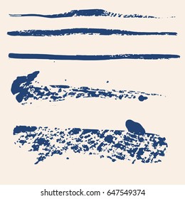 Set of different grunge vector brush strokes. Variety abstract paint stripes. Distressed banners. Isolated paint brush pack. Dry borders. Halftone paints. Large collection of hand drawn textures.