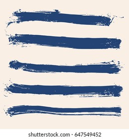 Set of different grunge vector brush strokes. Variety abstract paint stripes. Distressed banners. Isolated paint brush pack. Dry borders. Halftone paints. Large collection of hand drawn textures.