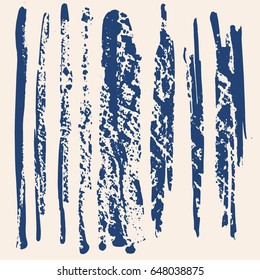 Set of different grunge vector brush strokes. Variety abstract paint stripes. Distressed banners. Isolated paint brush pack. Dry borders. Halftone paints. Large collection of hand drawn textures.
