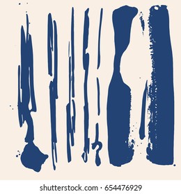 Set of different grunge vector brush strokes. Variety abstract paint stripes. Distressed banners. Isolated paint brush pack. Dry borders. Halftone paints. Large collection of hand drawn textures.