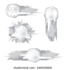 Set of different grunge white and gray ink blots frame