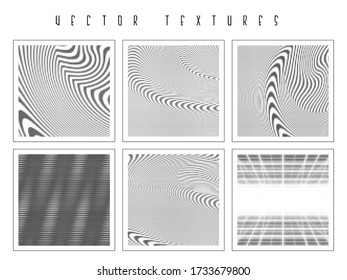 Set of the different halftone backgrounds. Black and White vector overlays.