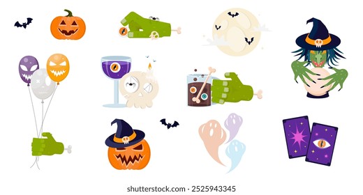 Set of different halloween characters