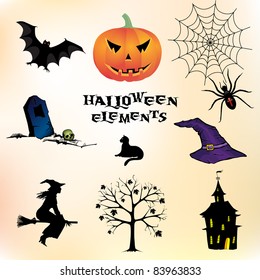 Set of different Halloween elements