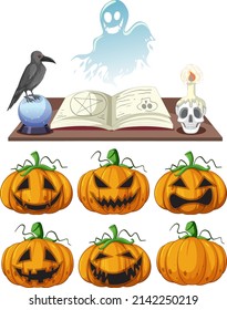 Set of different halloween pumpkin  illustration