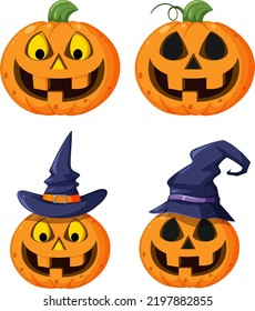 Conjunto de diferentes ilustraciones de calabazas de halloween