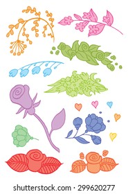 set different hand drawing vector flowers for the invitations, cards, banners - set of floral elements 