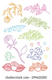 set different hand drawing vector flowers for the invitations, cards, banners - set of floral elements 