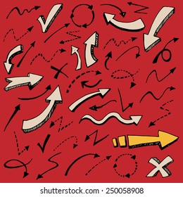 Set of different hand drawn arrows, vector illustration