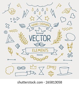 Set of different hand drawn design elements vector illustration