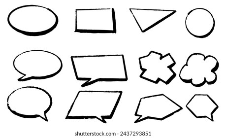 Set of different hand drawn, vector speech bubbles.