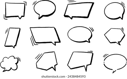 Set of different hand drawn, vector speech bubbles.