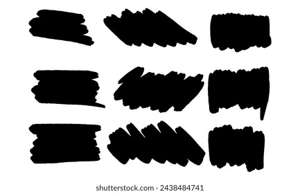 Set of different hand drawn, vector strokes.