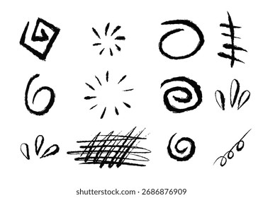 Conjunto de diferentes traçados desenhados à mão, vetoriais.