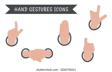 Set of different hand gesture icons Vector illustration