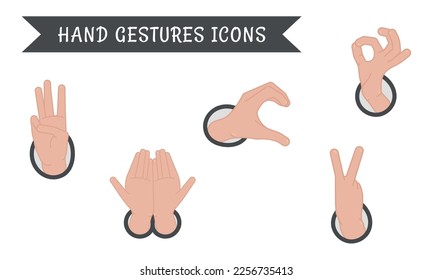 Set of different hand gesture icons Vector illustration