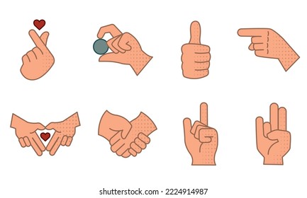 Set mit verschiedenen Handgesten Symbol Vektor