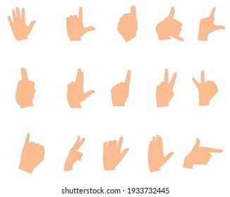 Set of different hand gestures. Hand sign. Vector illustrations of hand gesture. Sign Language. 