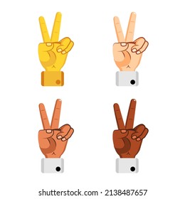 Set of different hand icons doing gestures Vector illustration