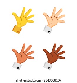 Set of different hand icons doing gestures Vector illustration