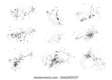 Set of different hand-drawn black isolated blood splash background design