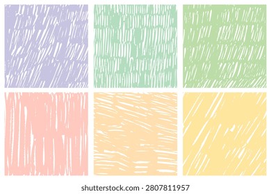 Set of different hand-drawn hatching textures. Messy sketch lines and strokes. Grunge scribble background. Hand-sketched shaded texture.