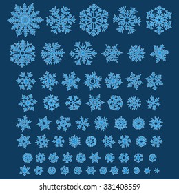 Set of different hand-drawn snowflakes