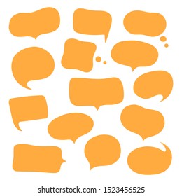 Set different hand-drawn speech bubble. Talk chat speak message. Empty blank comment. Vector illustration design.