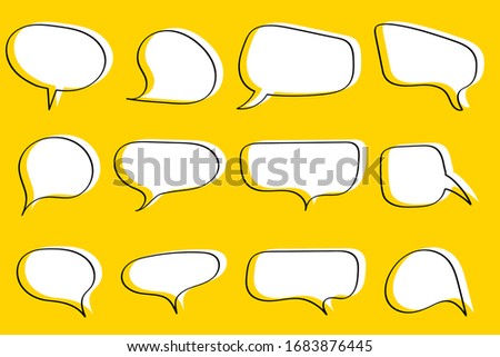 Set different hand-drawn speech bubble. Talk chat speak message. Empty blank comment. Vector illustration design