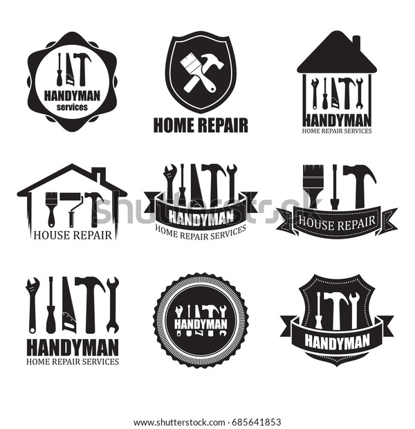 Set Different Handyman Services Icons Isolated Stock Vector